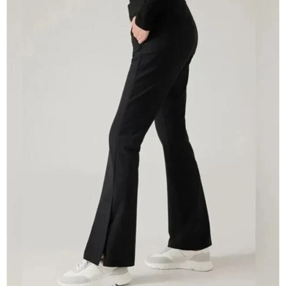 Athleta Womens Stellar Flare Trouser Pant Size 8‎ Black Ankle Zip 486208 Stretch